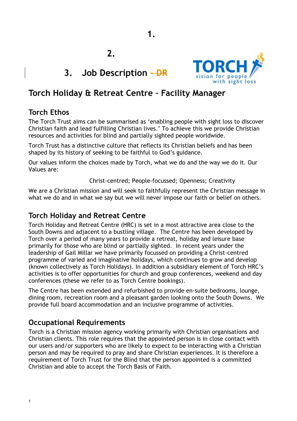 Torch Holiday & Retreat Centre Facility Manager