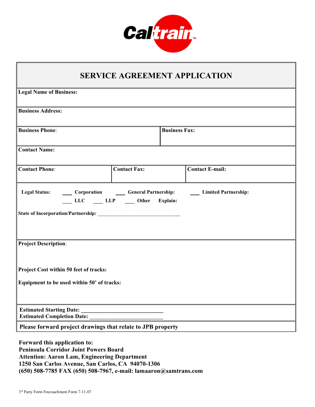 Service Agreement Application