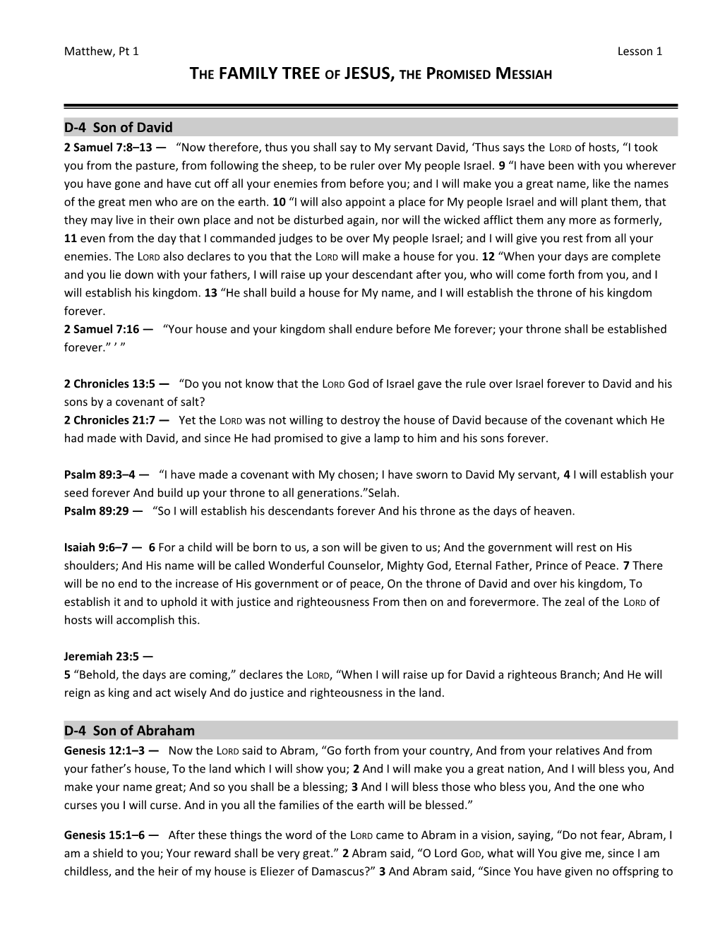 The FAMILY TREE of JESUS, the Promised Messiah