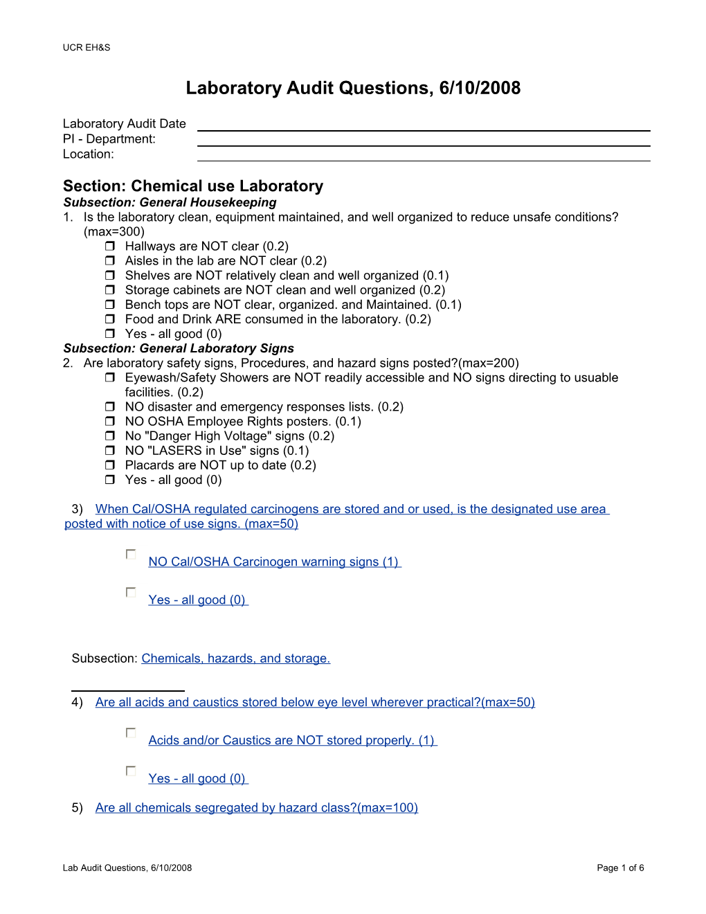 Laboratory Audit Date