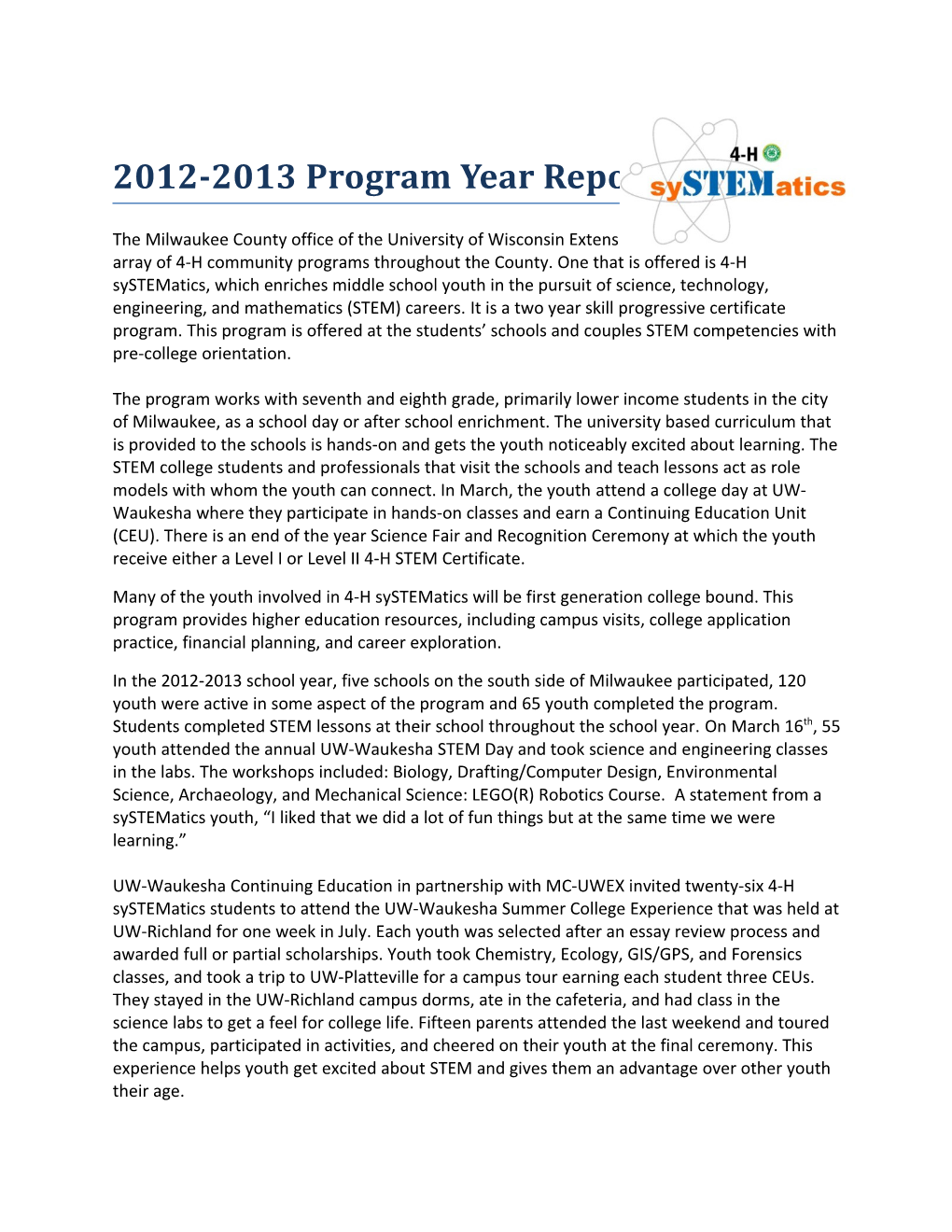 2012-2013 Program Year Report