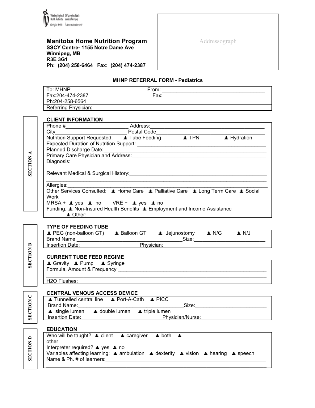 Manitoba Home Nutrition Program