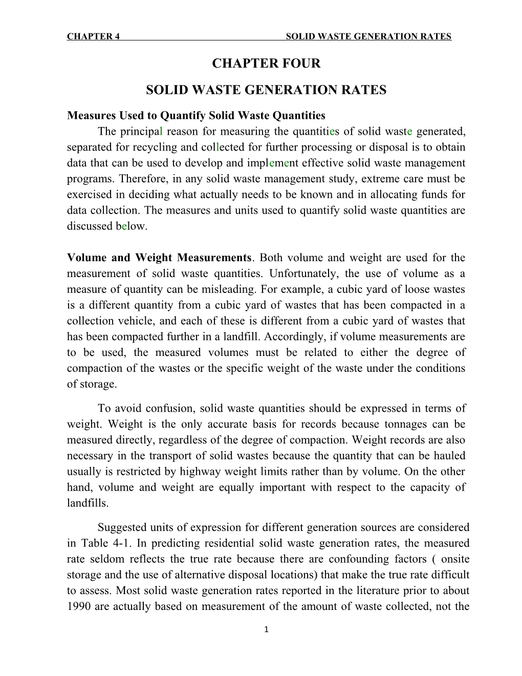 Chapter 4 Solid Waste Generation Rates