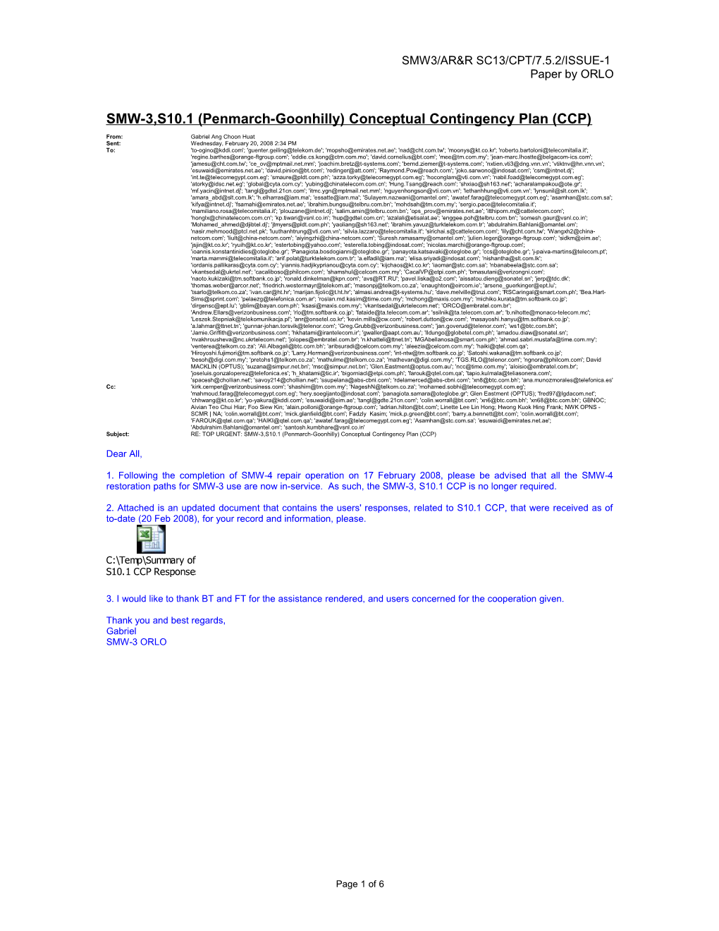 SMW-3,S10.1 (Penmarch-Goonhilly) Conceptual Contingency Plan (CCP)