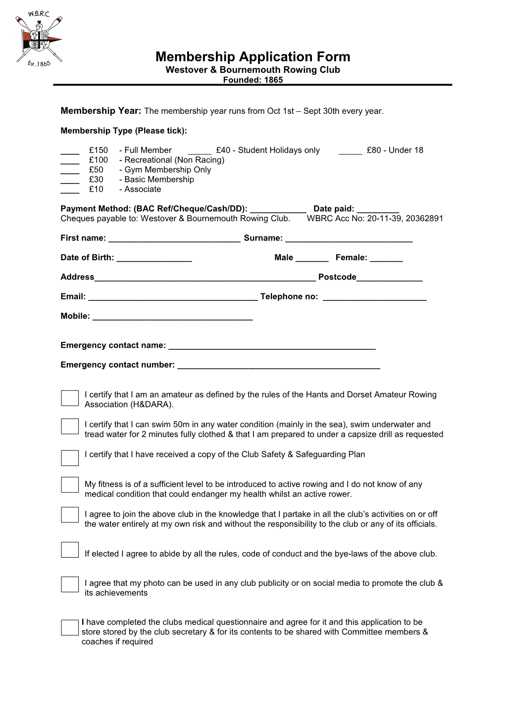 Membership Application Form s19