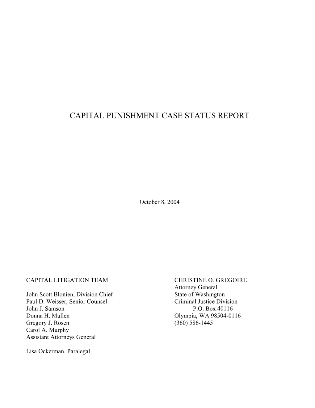 Capital Punishment Case Status Report s2