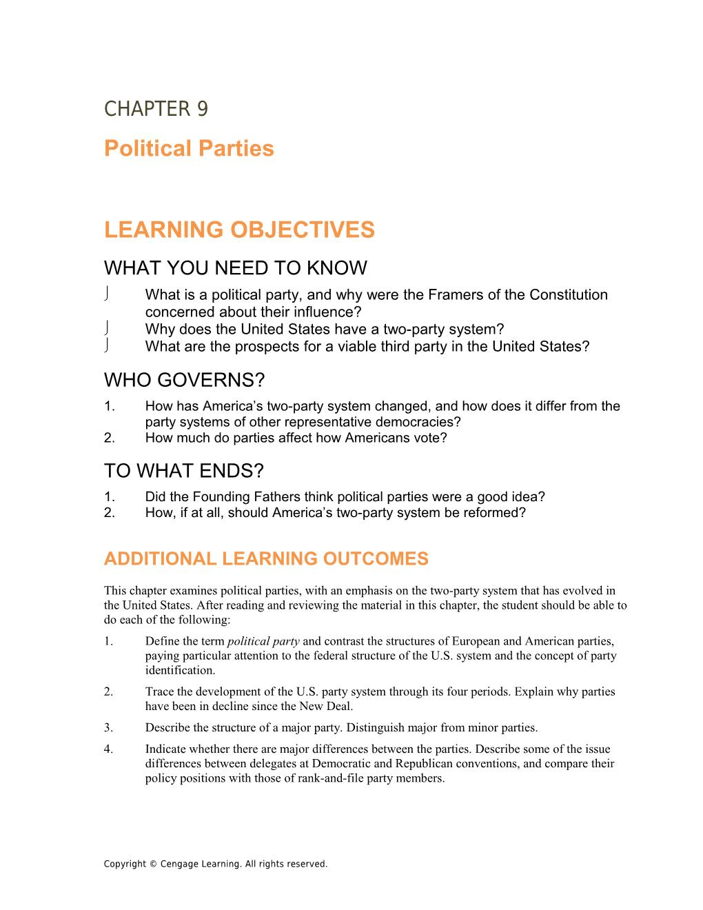 Chapter 9: Political Parties 113