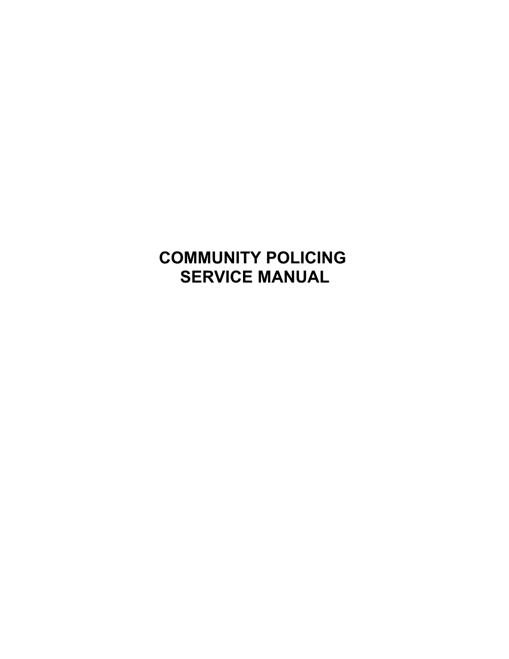 Community Policing Manual