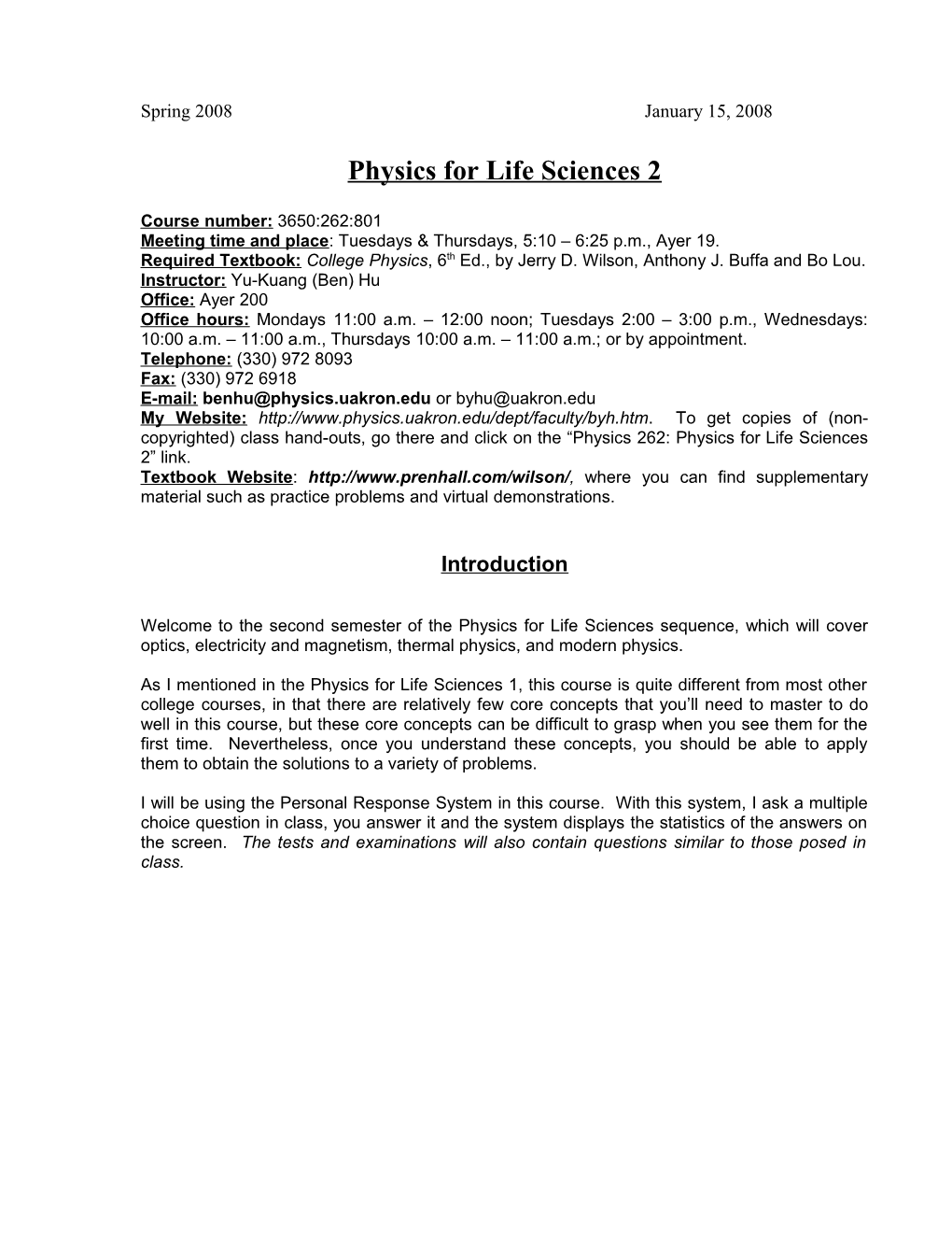 Physics for Life Sciences 2
