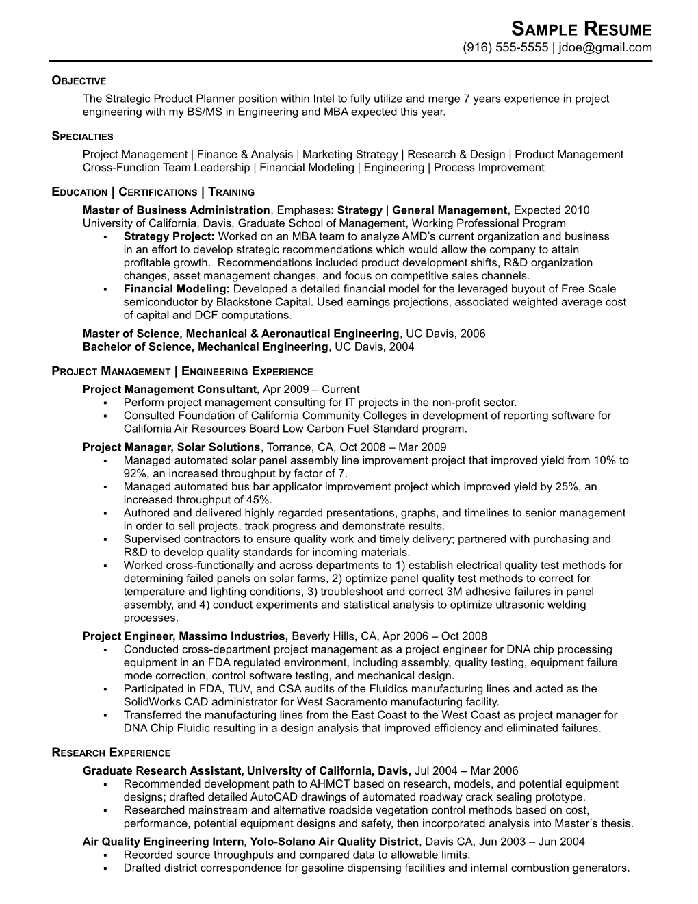 WP Chronological Resume Example - Engineering To ...