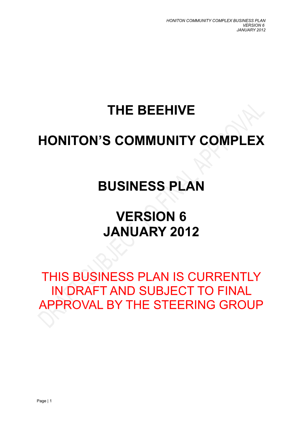 Honiton Community Complex Business Plan Version 6