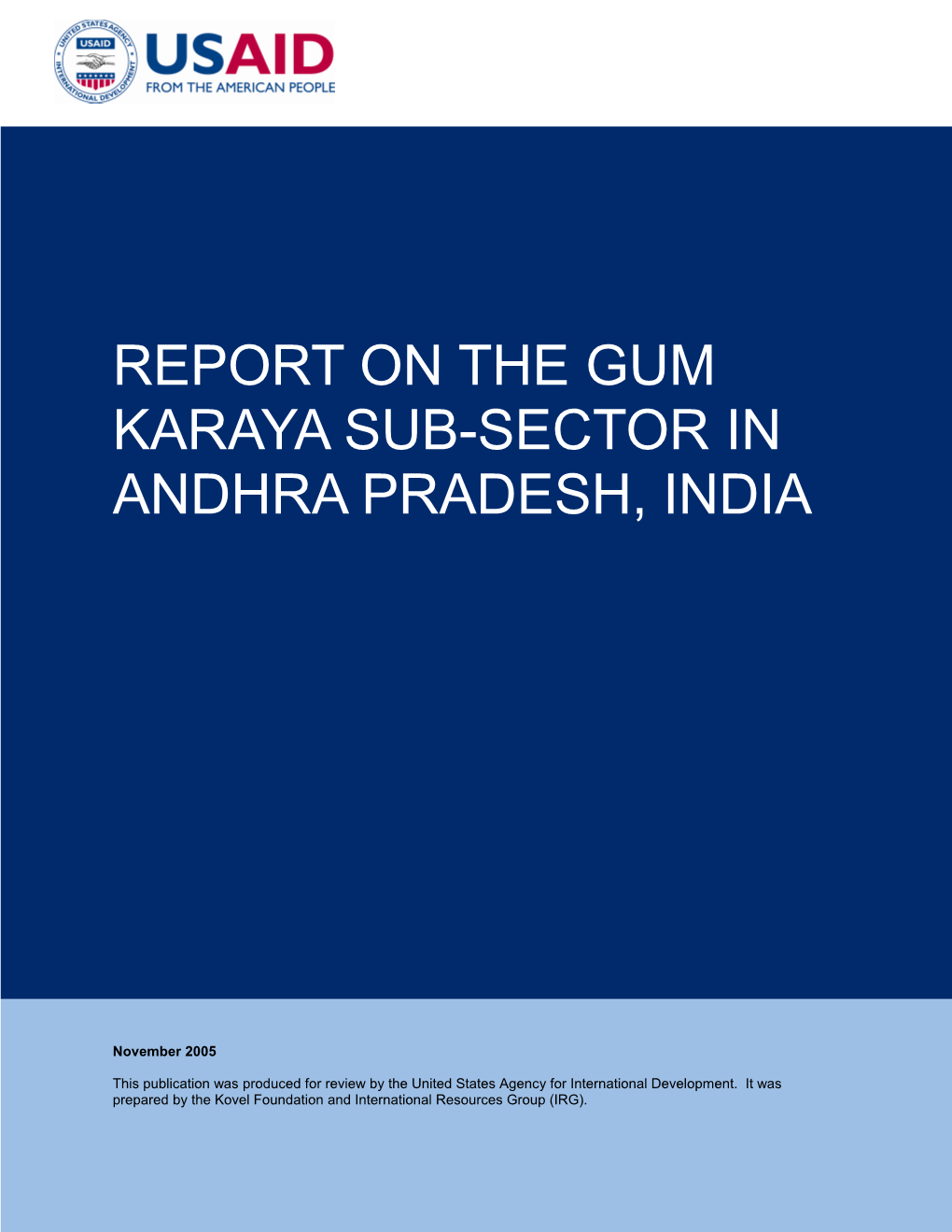 Report on the Gum Karaya Sub-Sector in Andhra Pradesh, India