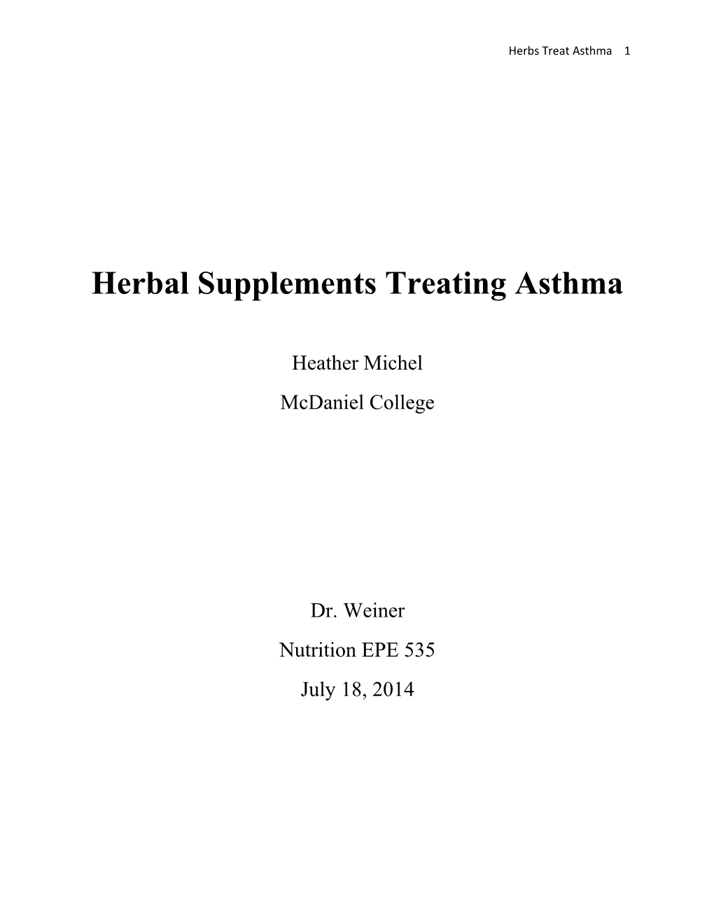 Herbal Supplements Treating Asthma