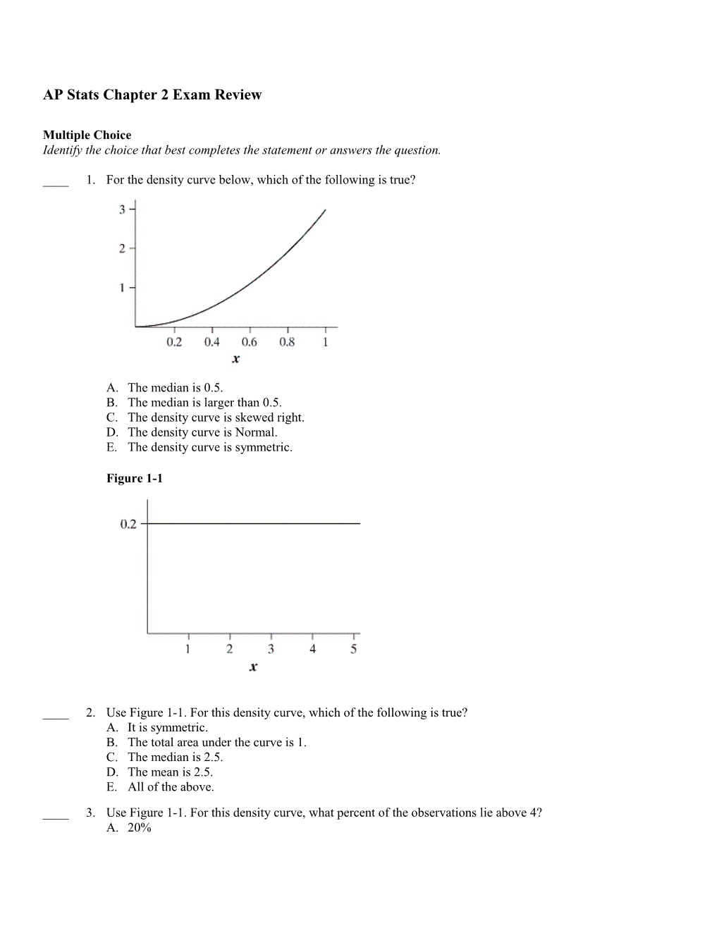 AP Stats Chapter 2 Exam Review