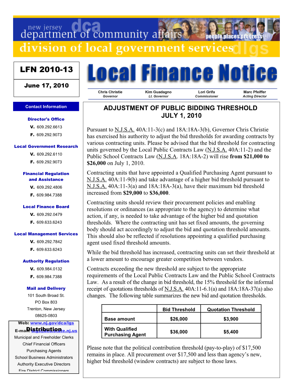Local Finance Notice 2010-13 June 17, 2010 Page 2