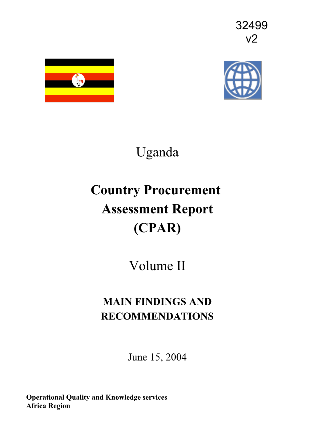 Uganda CPAR, 2004 Main Report -24- June 2004