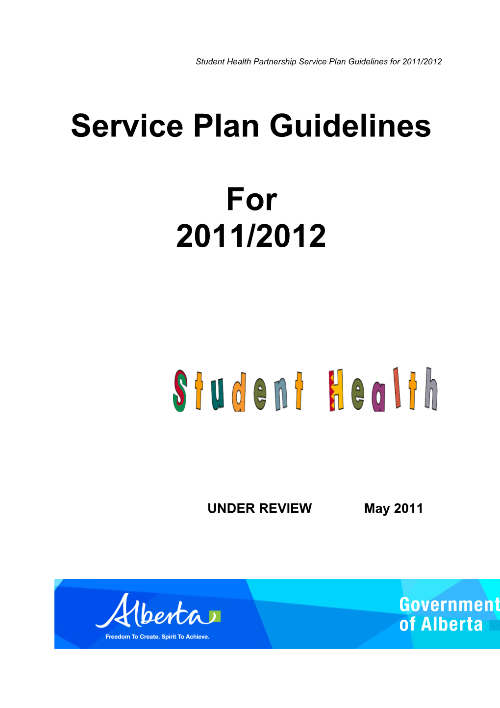 Service Plan Guidelines for 2008/2009