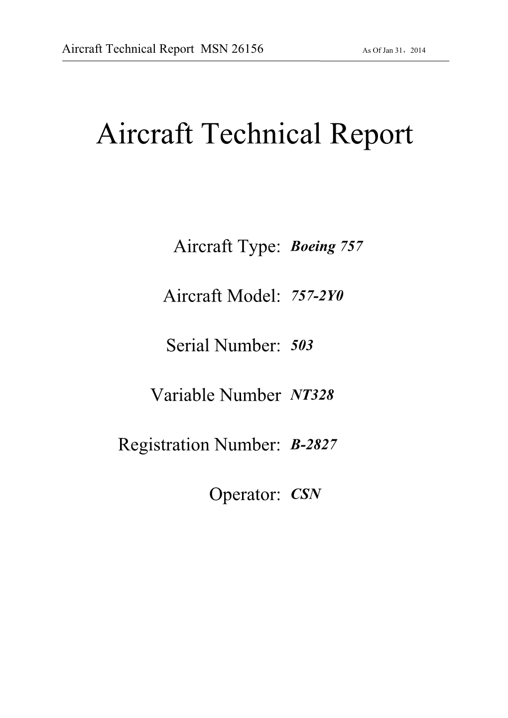 1Aircraft History and Status