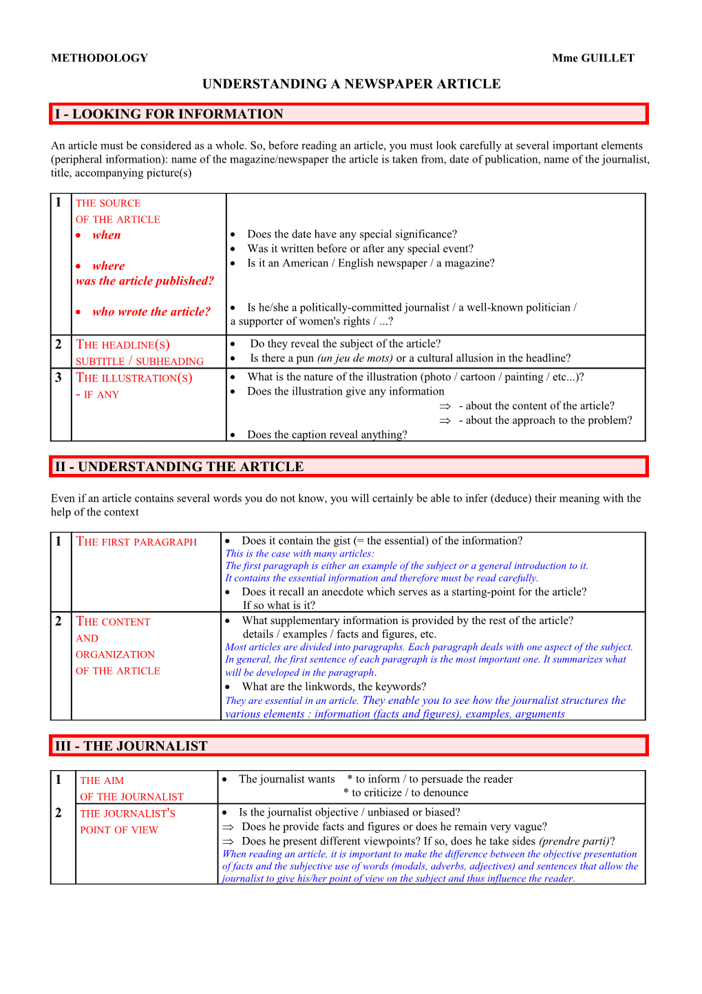 Understanding Press Article