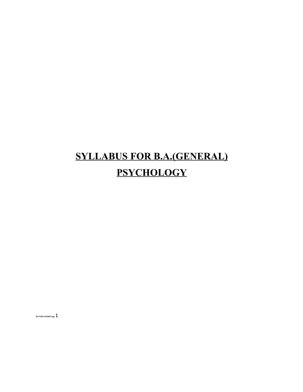 Syllabus for B.A.(General)