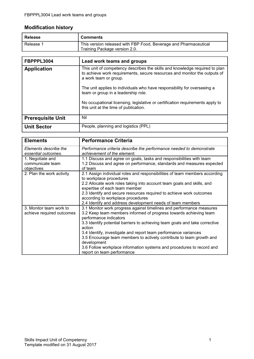 Skills Impact Unit of Competency Template s25