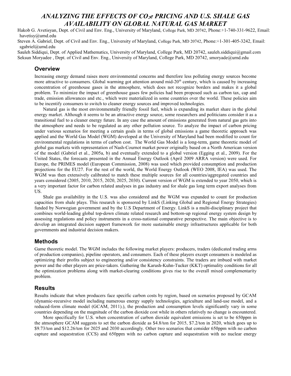 Analyzing the Effects of Co2e Pricing and U.S. Shale Gas Availability on Global Natural