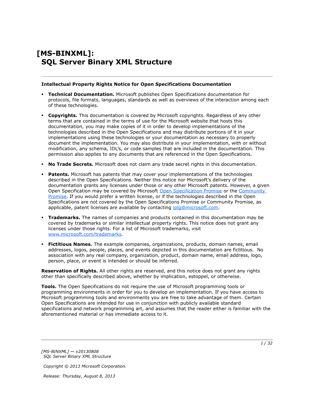 Intellectual Property Rights Notice for Open Specifications Documentation s86