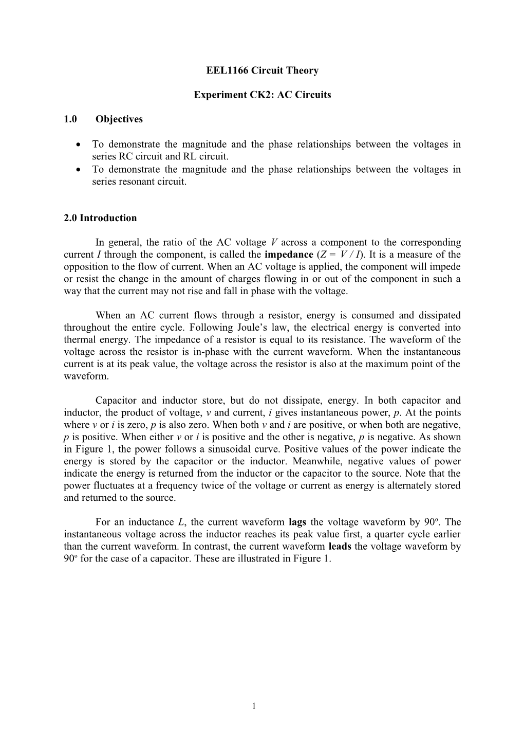 ECT1012 Circuit Theory and Field Theory