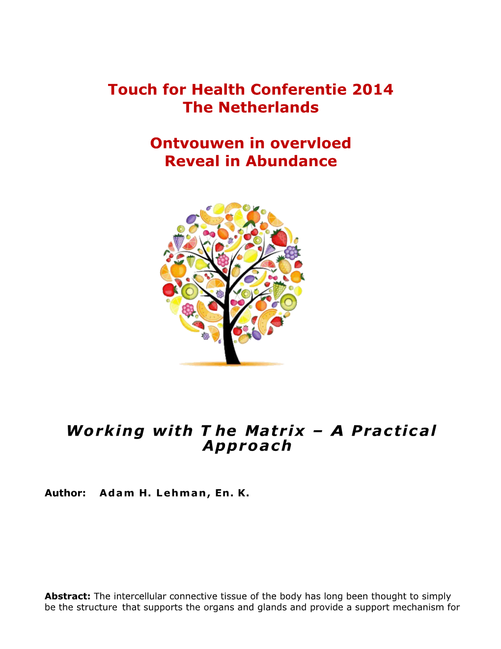 Touch for Health Conferentie 2014