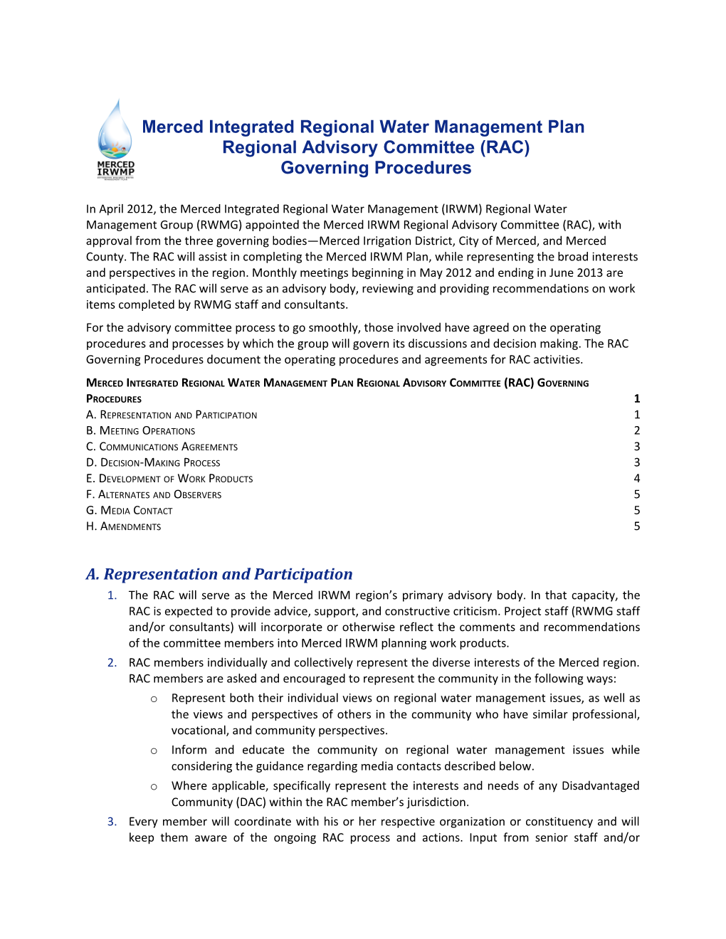 Merced Integrated Regional Water Management Plan