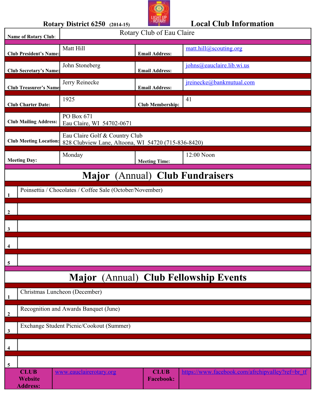 Rotary District 6250 - Local Club Information