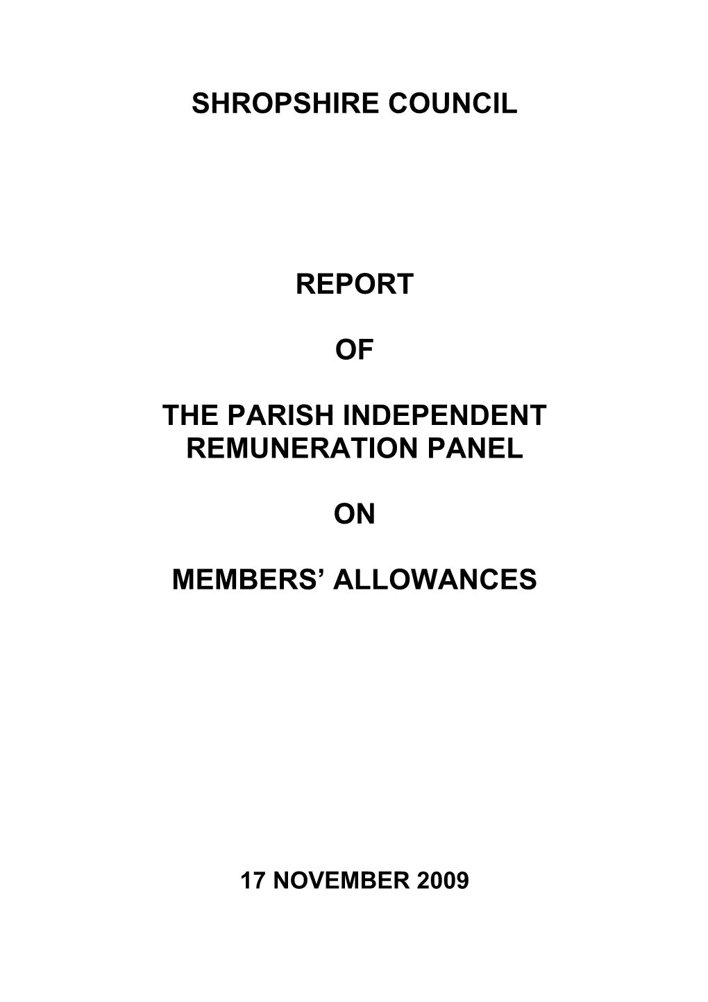 THE PARISH INDEPENDENT Remuneration PANEL