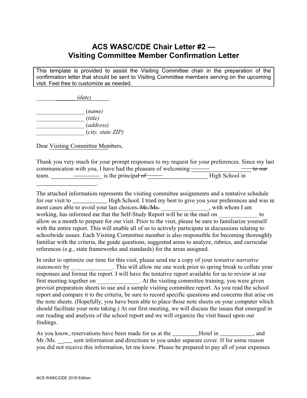 WASC/CDE Chair Letter #2