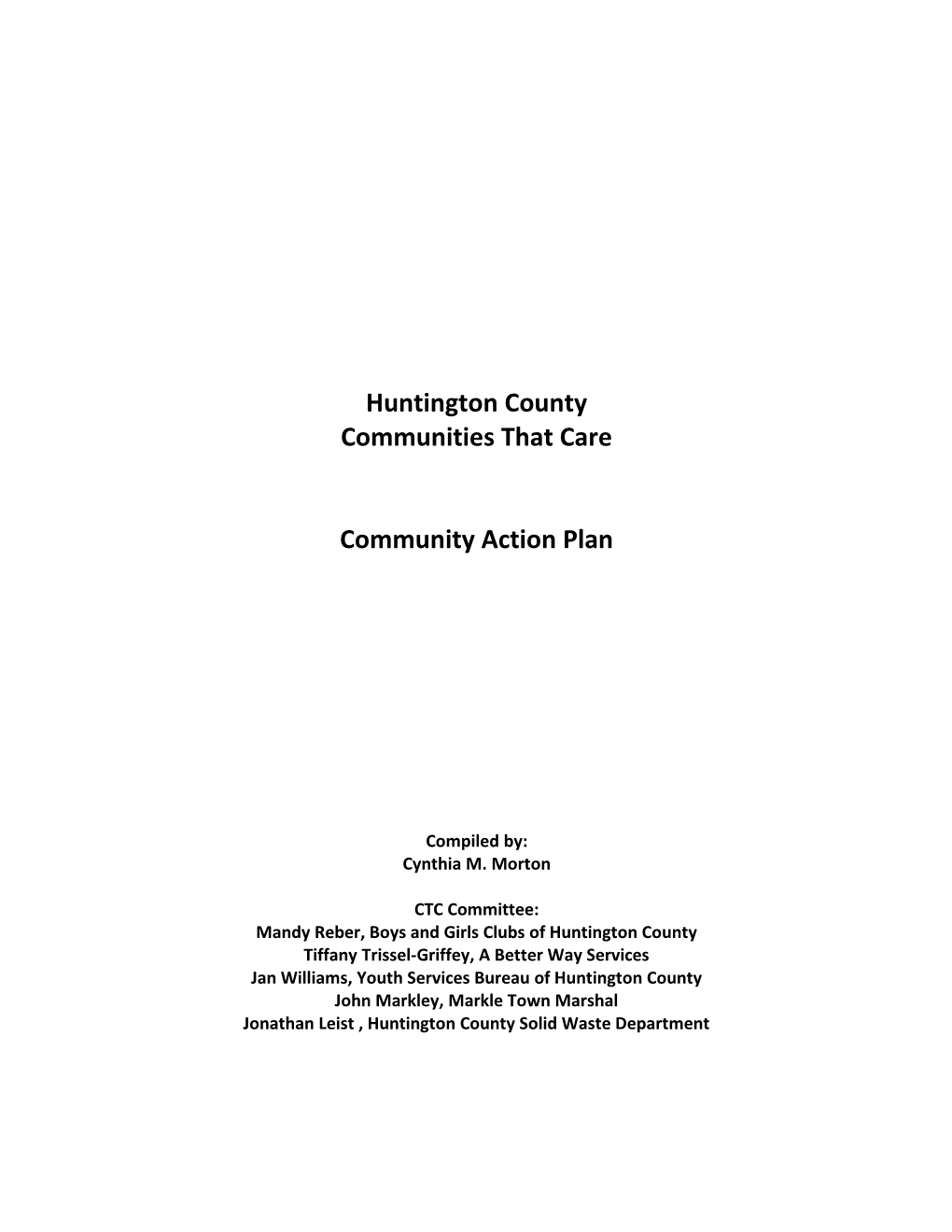 Huntington County Community Action Plan