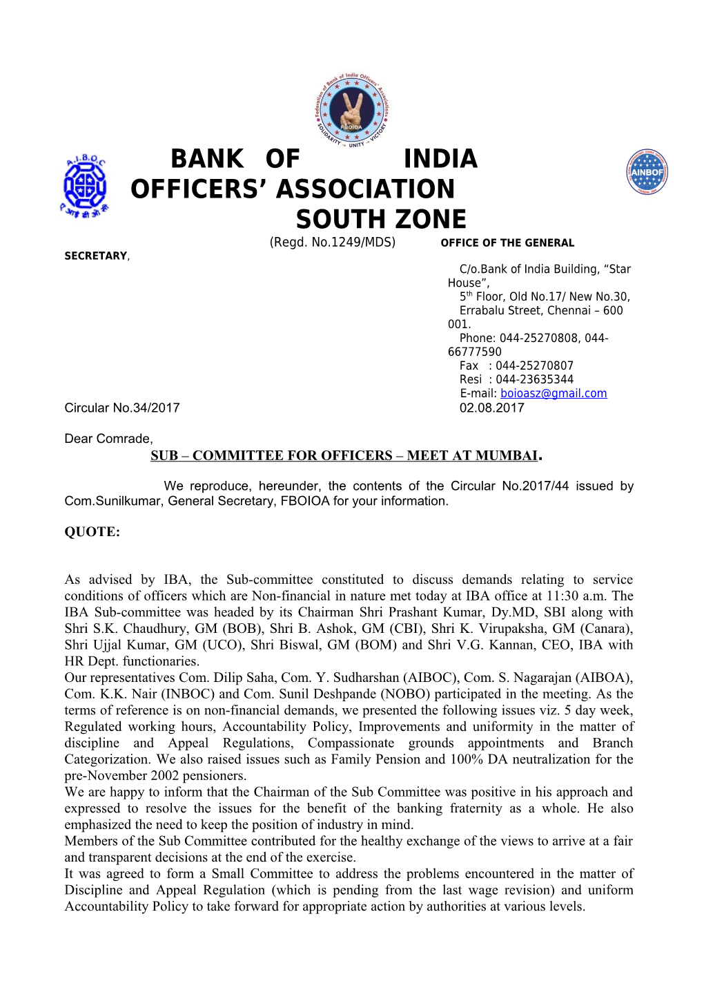 Bank of India Officers Association s3
