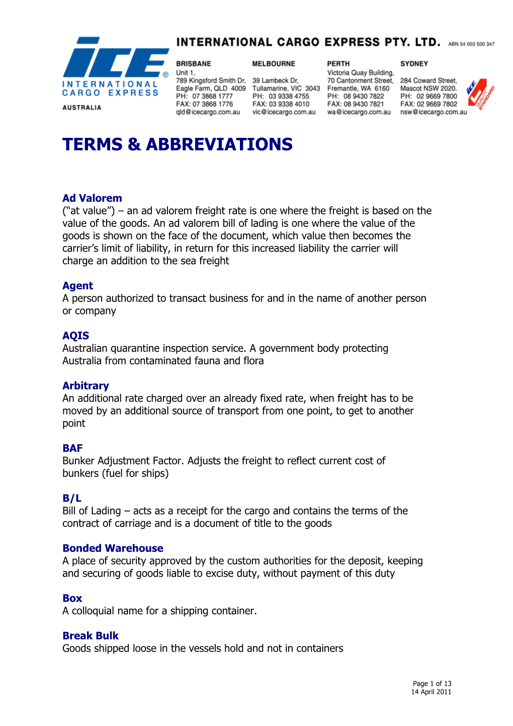 Terms & Abbreviations