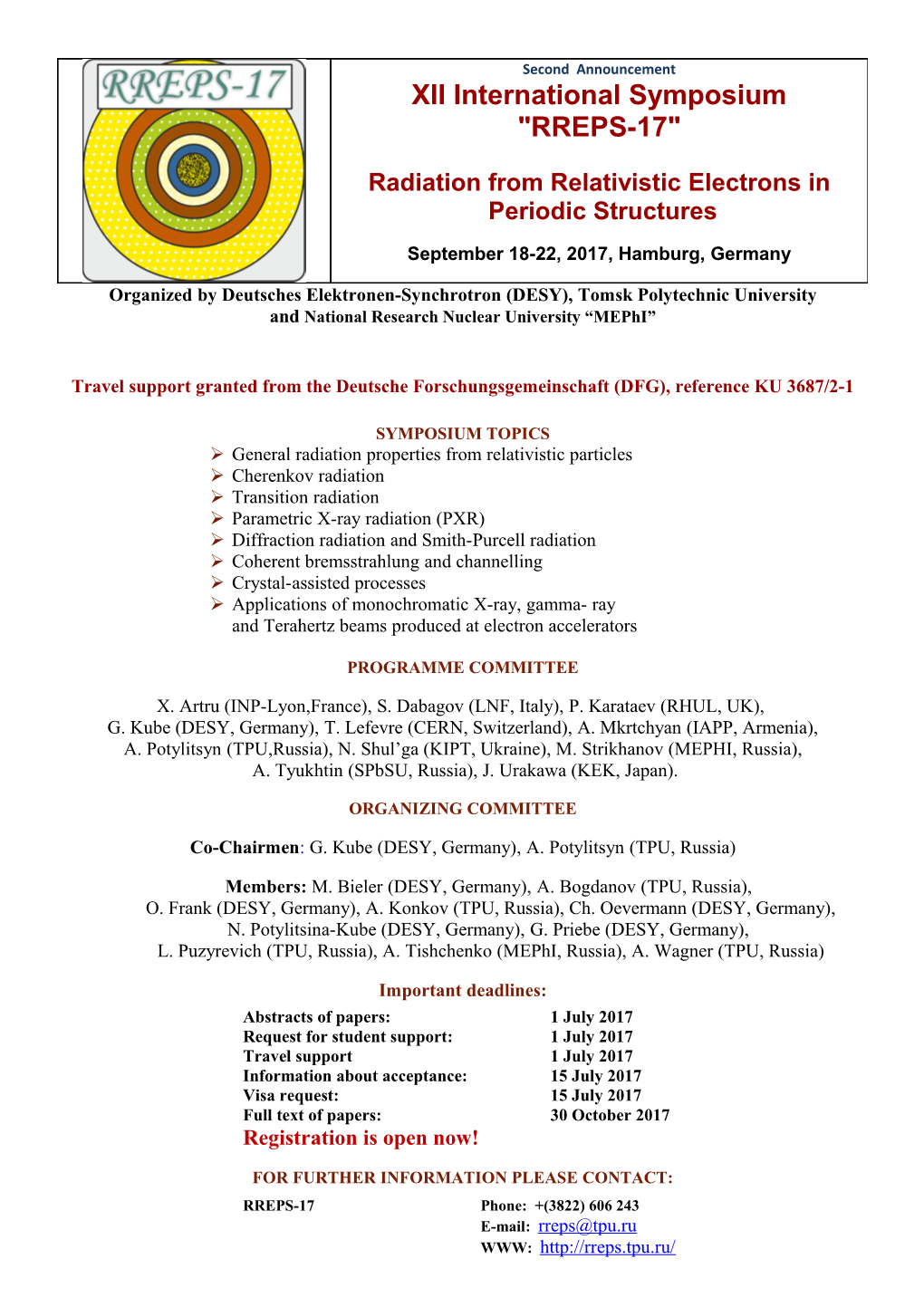 Organized by Deutsches Elektronen-Synchrotron (DESY), Tomsk Polytechnic University