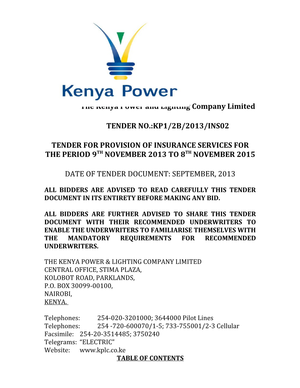 The Kenya Power and Lighting Company Limited