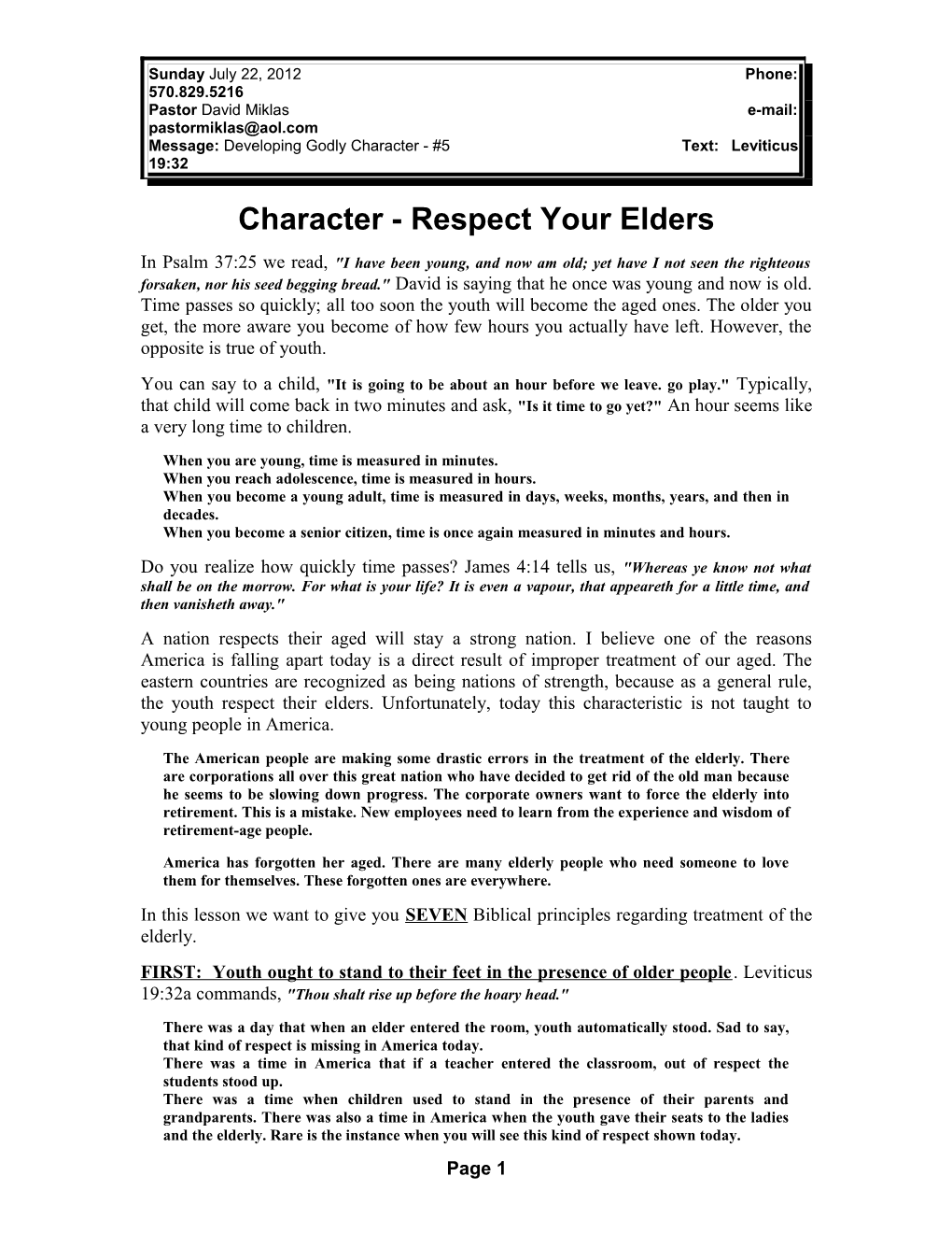 Character - Respect Your Elders