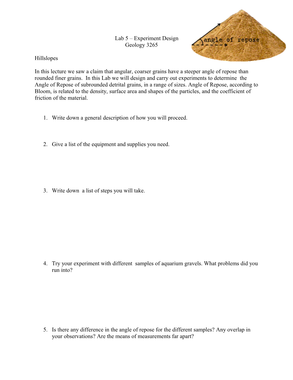 Lab 5 Experiment Design