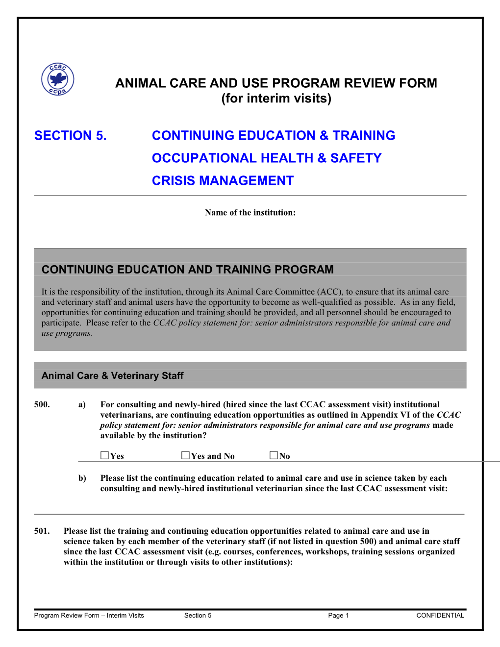 Animal Care and Use Program