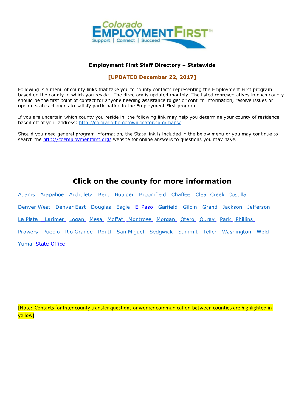 Employment First Staff Directory Statewide s1