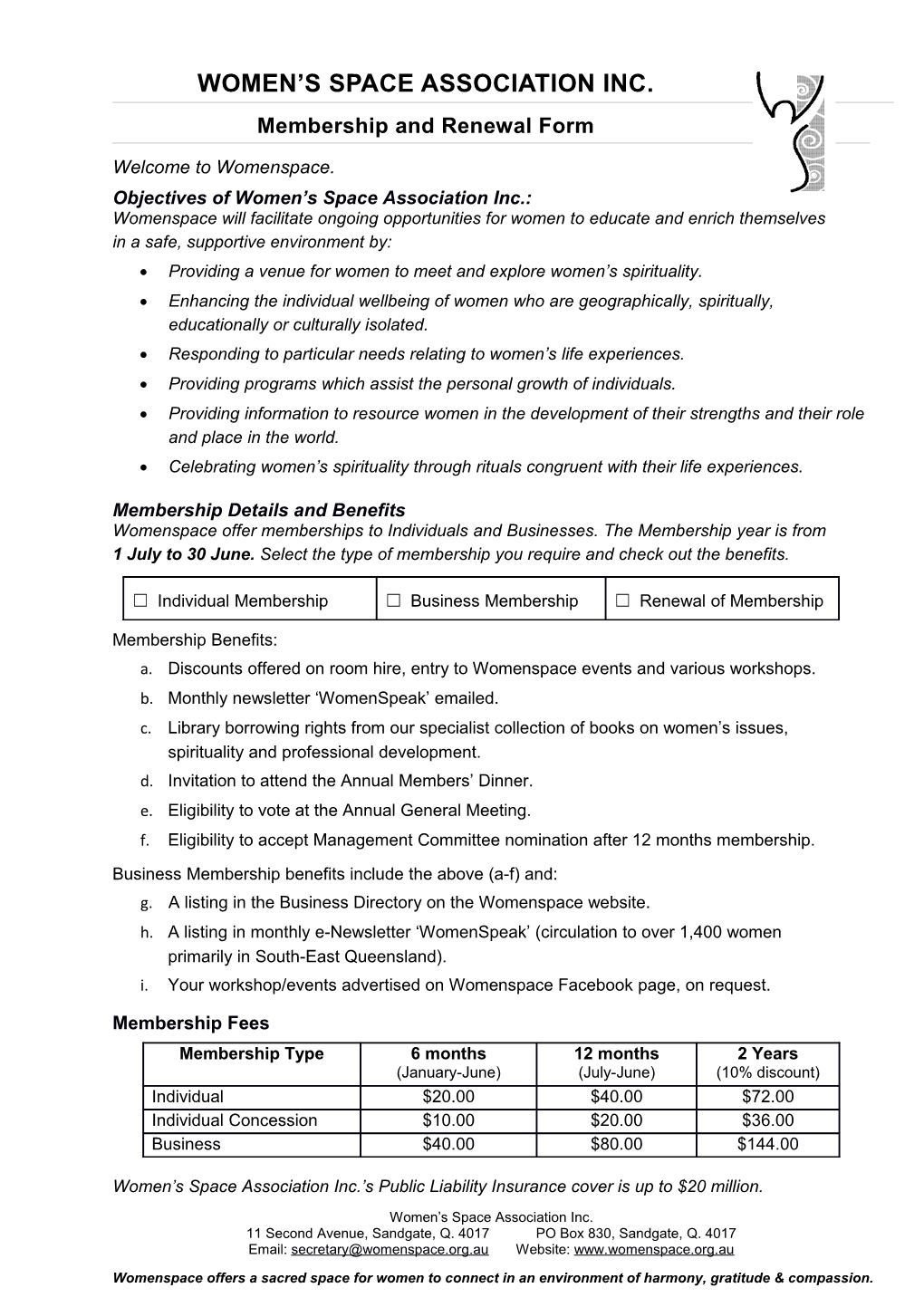 Membership and Renewal Form