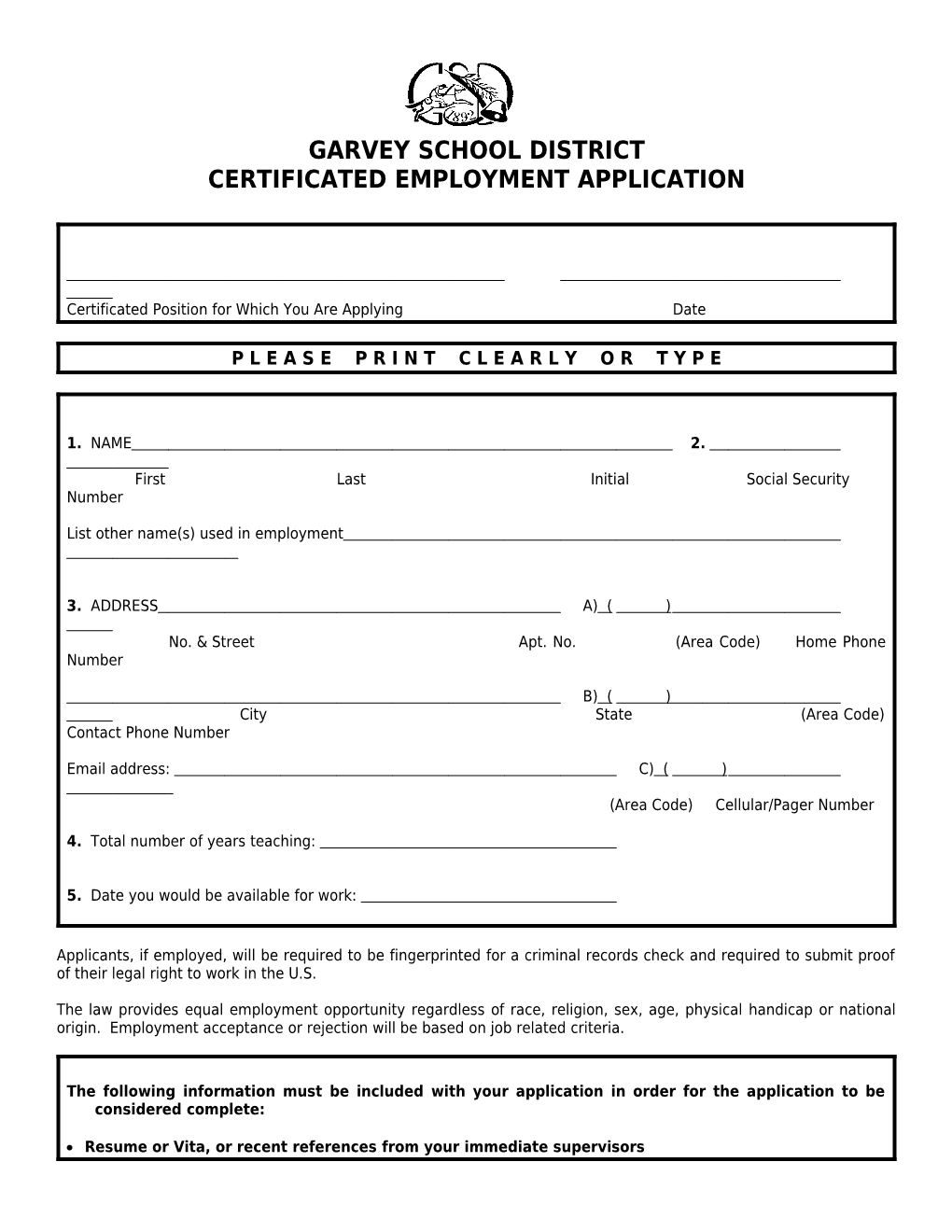 Certificated Position for Which You Are Applying Date