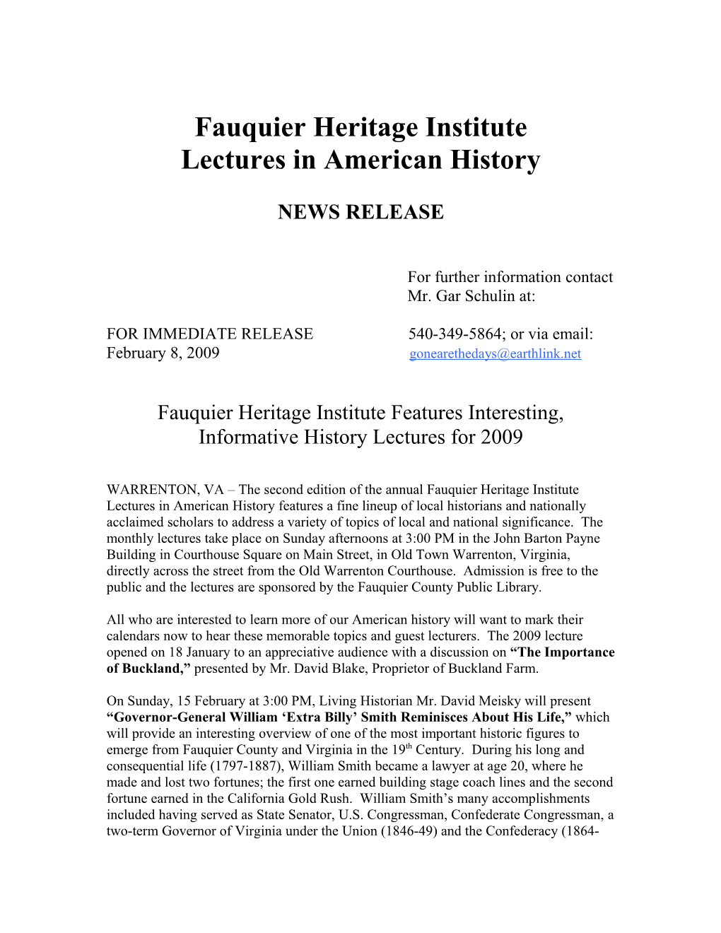 Fauquier Heritage Institute