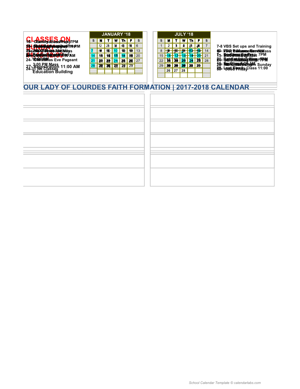 2017-18 Yearly School Calendar - Calendarlabs.Com s2