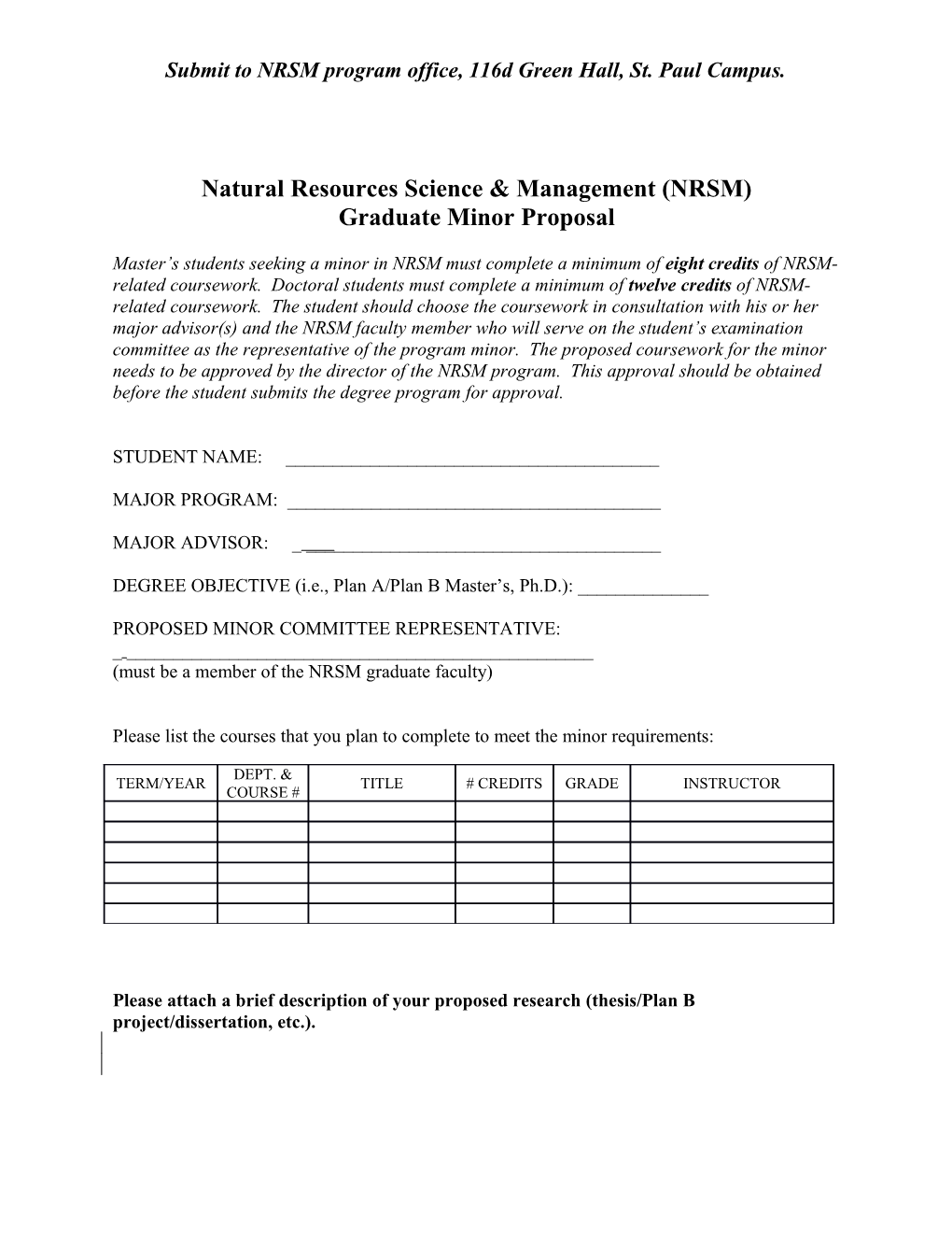 Natural Resources Science & Management (NRSM)