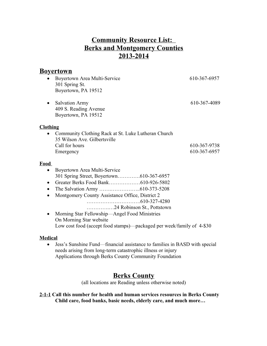 Berks and Montgomery Counties