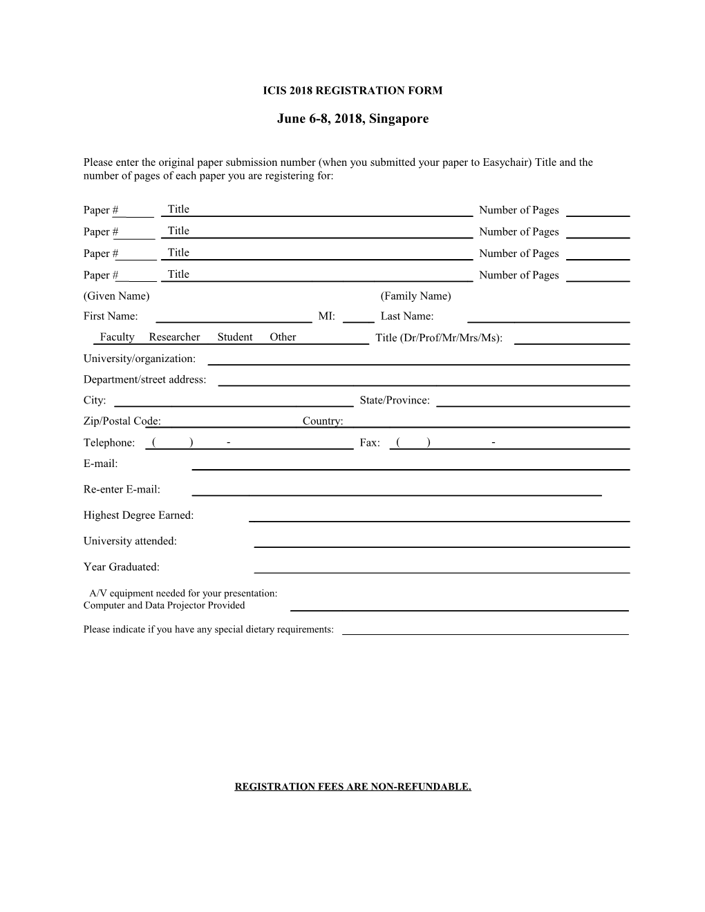 Sera 2008 Registration Form