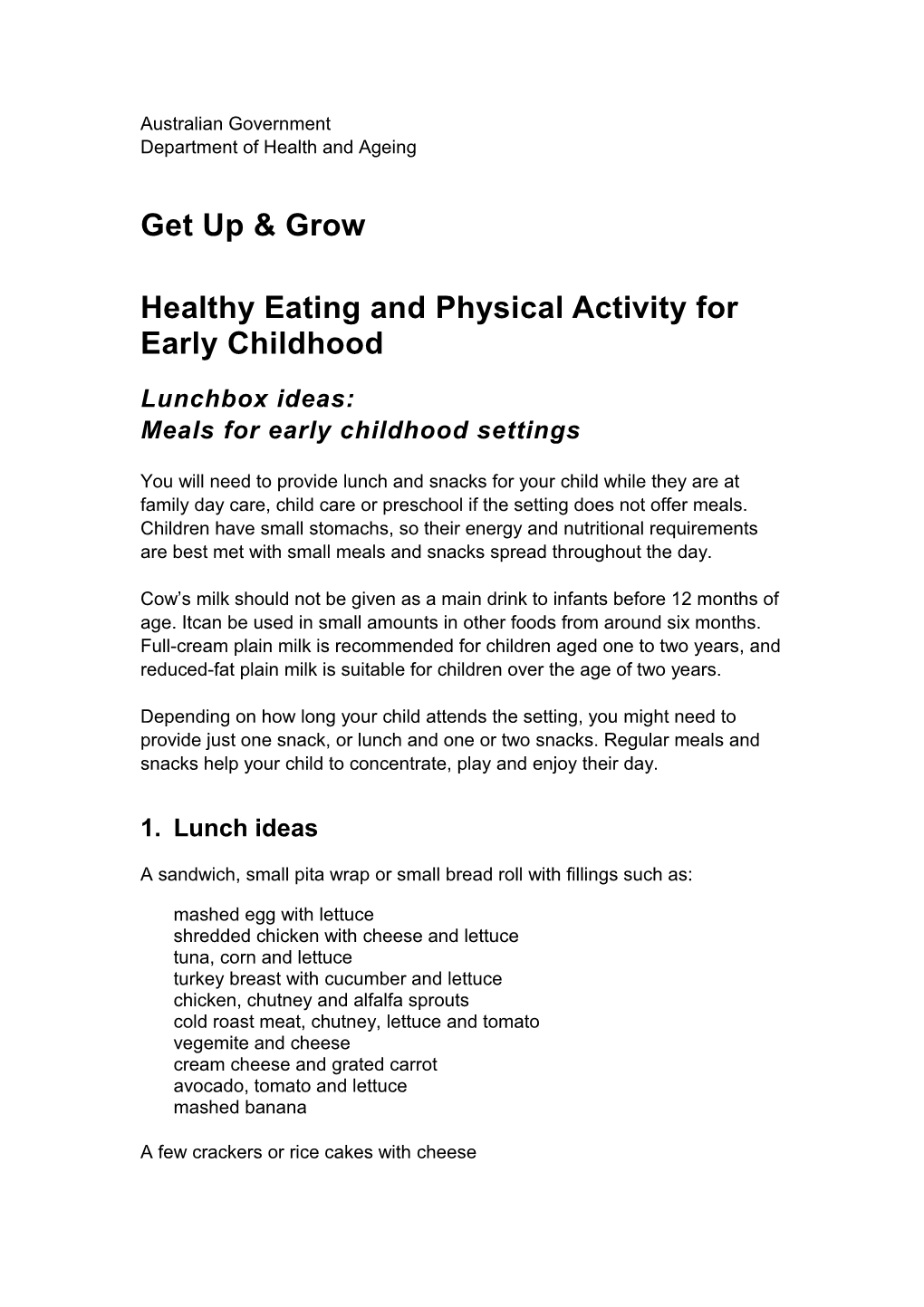 Get up and Grow - Healthy Eating and Physical Activity for Early Childhood